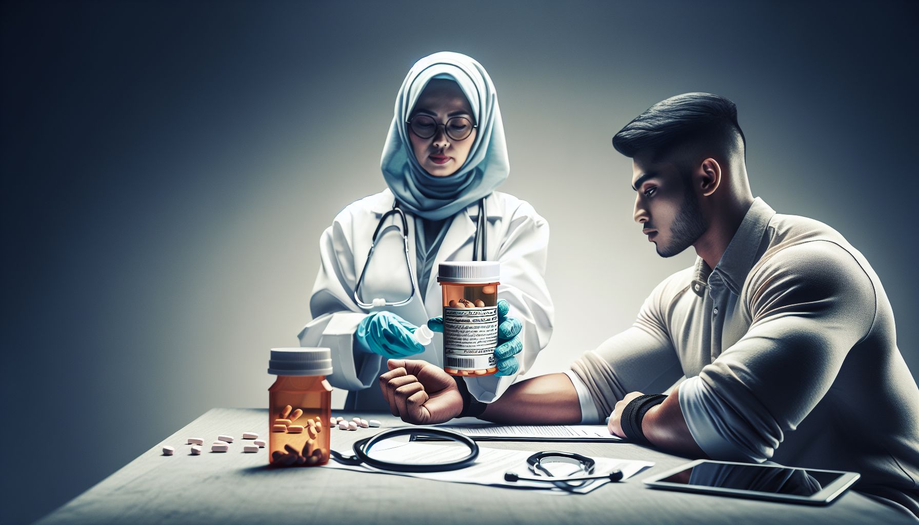 Image of performance enhancement drugs and supplements displayed on a table